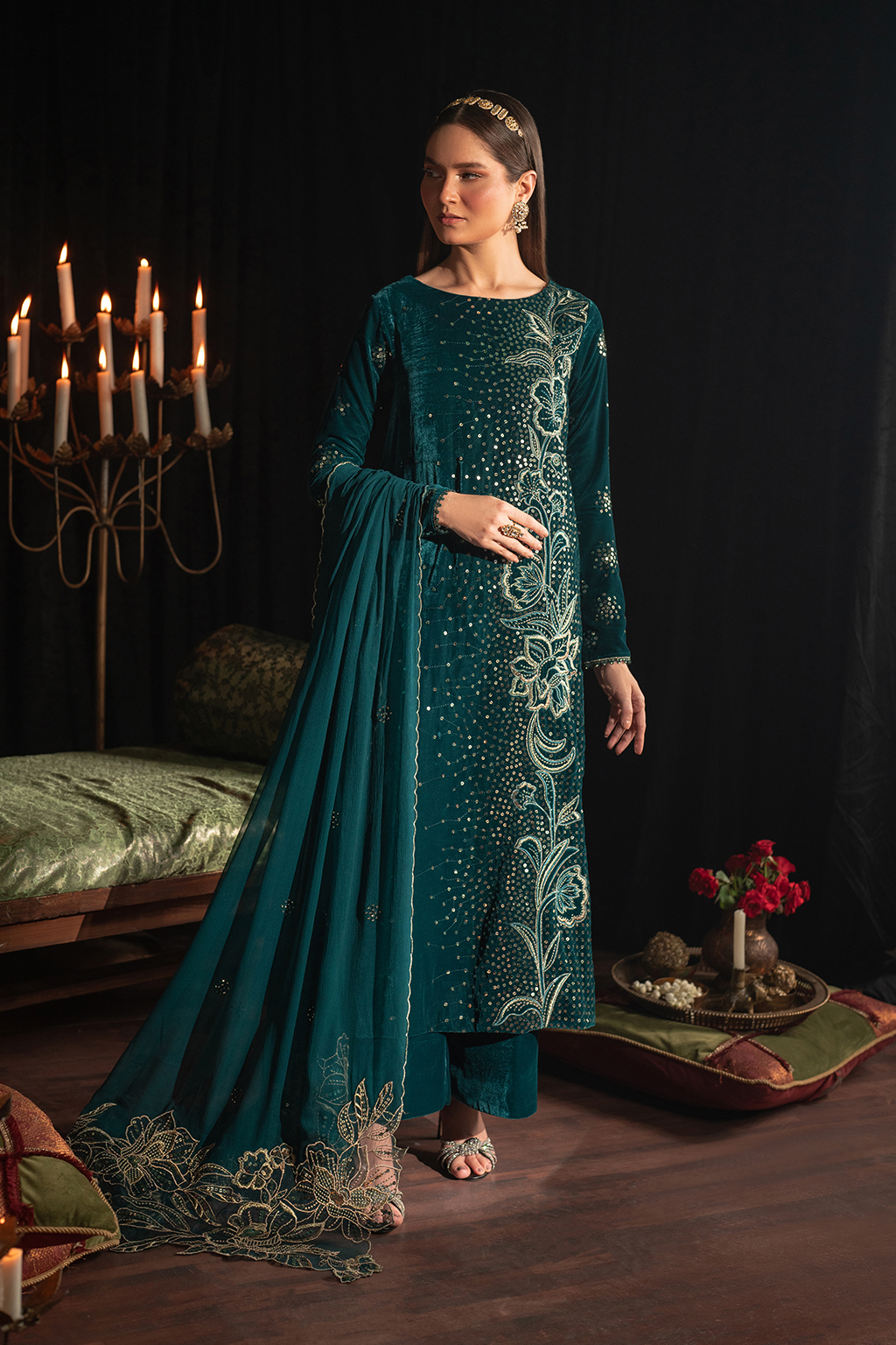 Iznik | Velvet 25 | IV-47 Embroidered Velvet - by Libasekhas UK - Registered Vendor of : Iznik - 100% Original Designer Dress