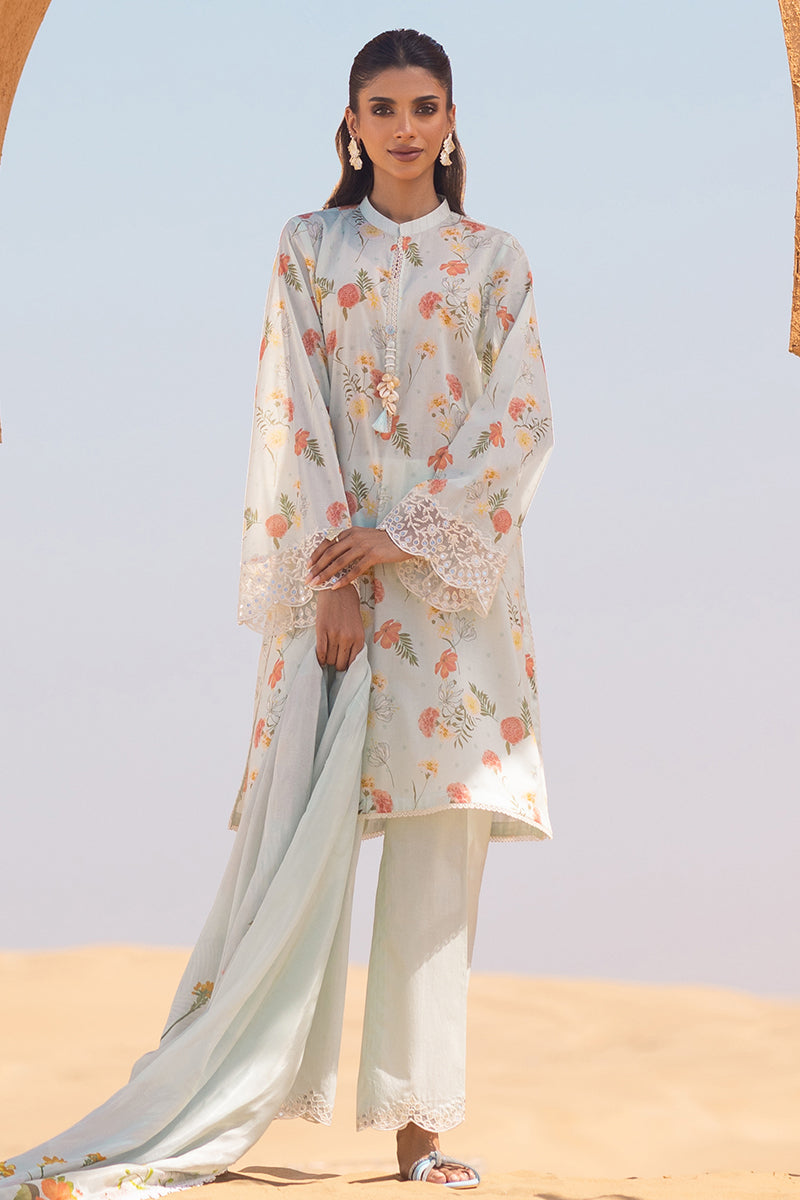 Cross Stitch | Eid Lawn 24 | AQUA GLAZE - by - Libasekhas UK - Registered Vendor of : Cross Stitch - 100% Original Designer Dresss