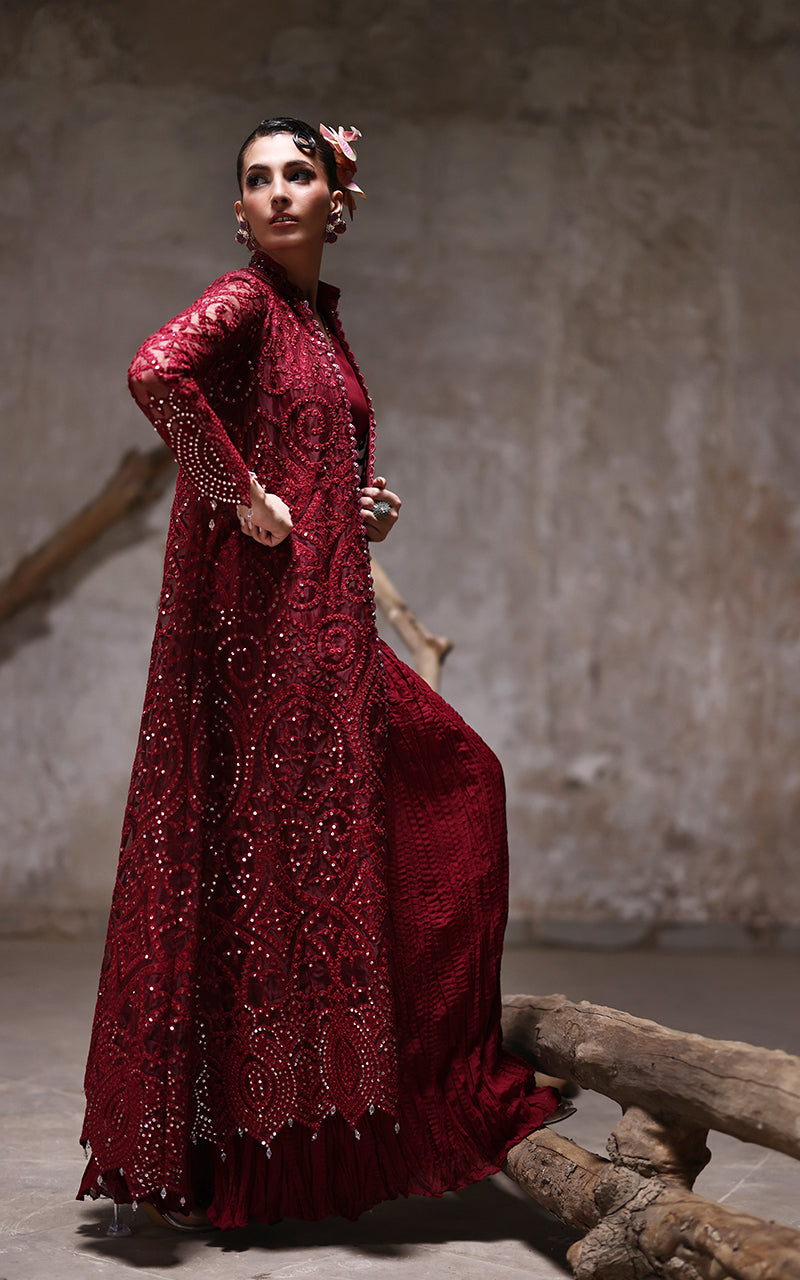 Threads and Motifs | Formal Dresses 25 | Organza Jacket With Crushed Trouser - by Libasekhas UK - Registered Vendor of : Threads and Motifs - 100% Original Designer Dress