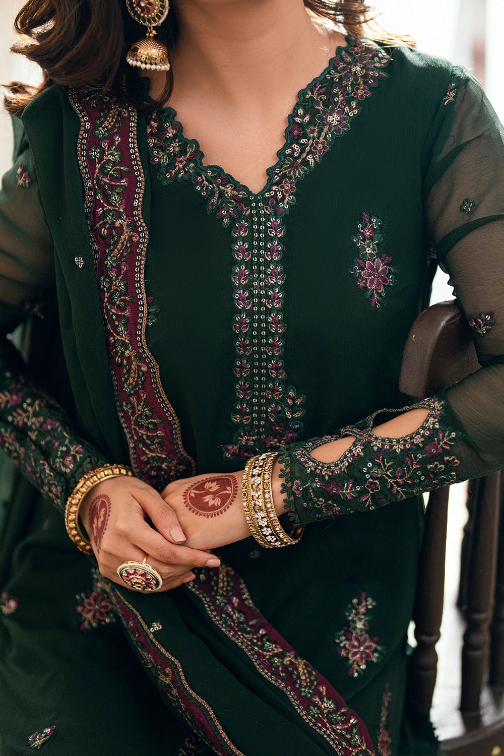 Azure | Eid Drop | Glimmer Green - by Libasekhas UK - Registered Vendor of : Azure - 100% Original Designer Dress