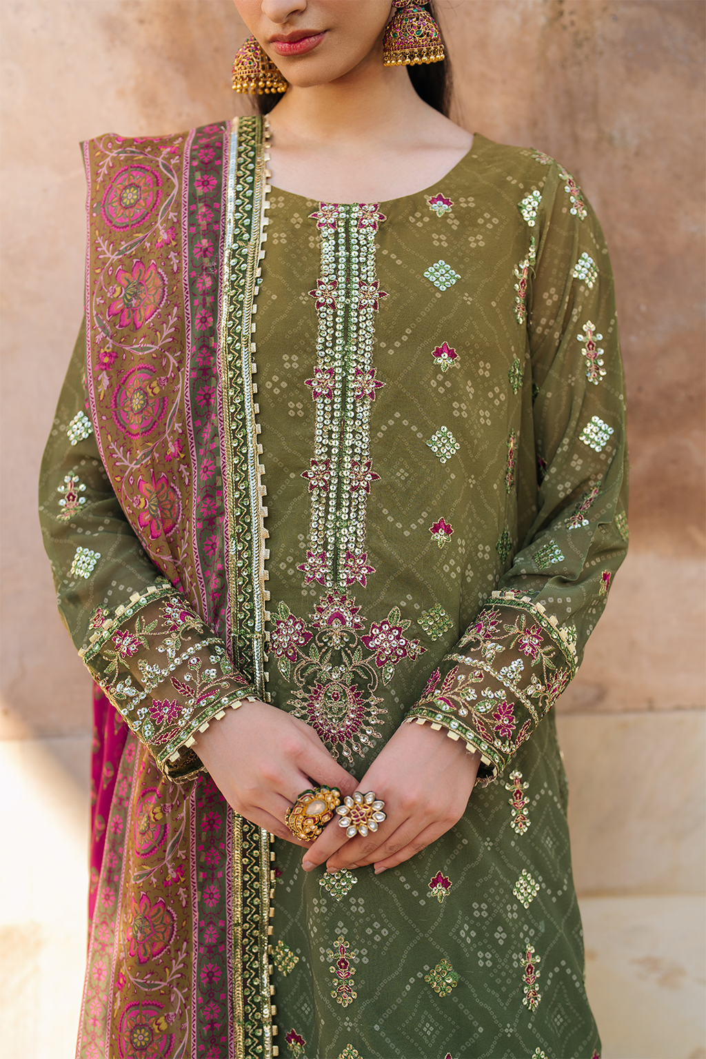 Iznik | Bandhani Formals | UE-329 - by - Libasekhas UK - Registered Vendor of : Iznik - 100% Original Designer Dresss