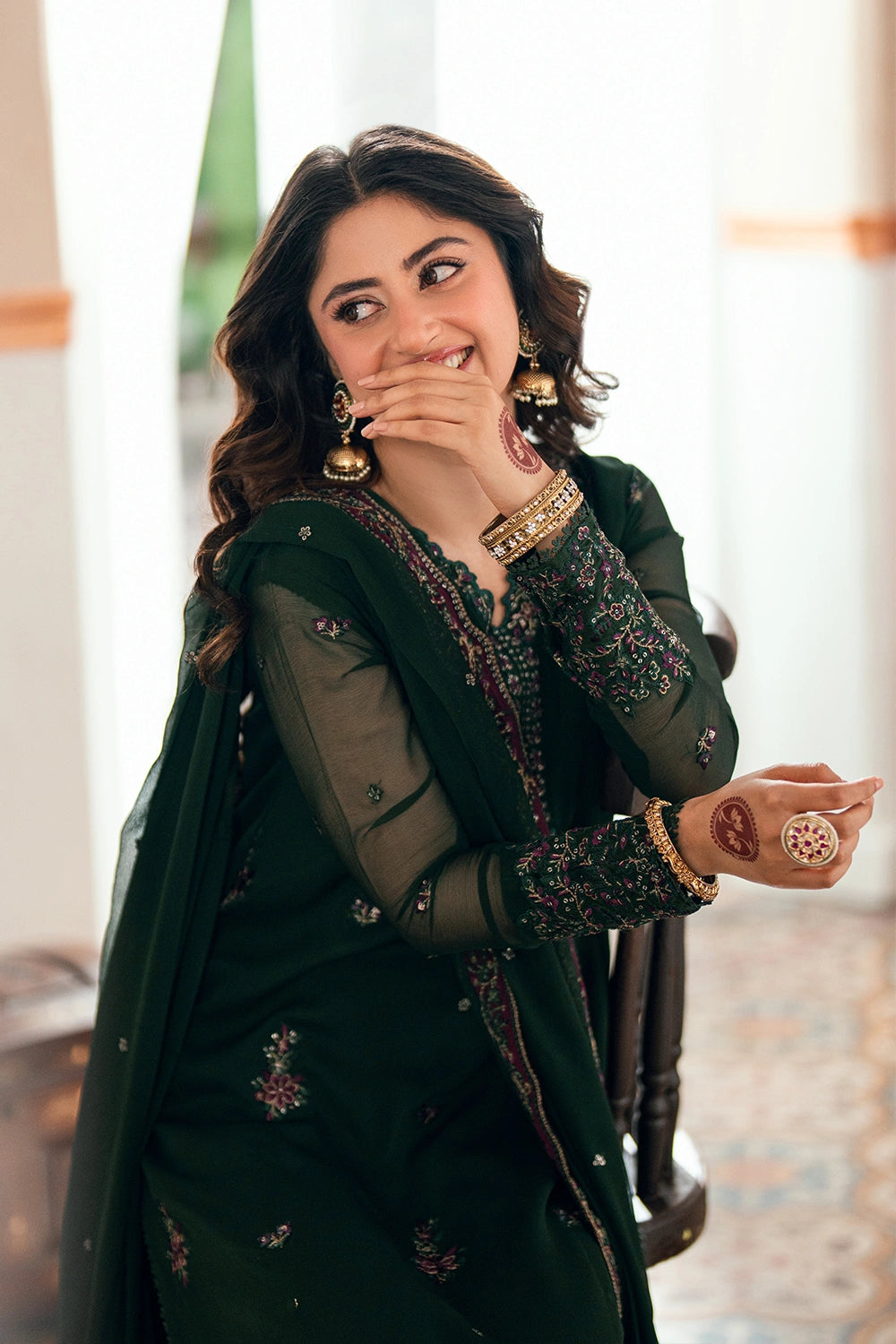 Azure | Eid Drop | Glimmer Green - by Libasekhas UK - Registered Vendor of : Azure - 100% Original Designer Dress