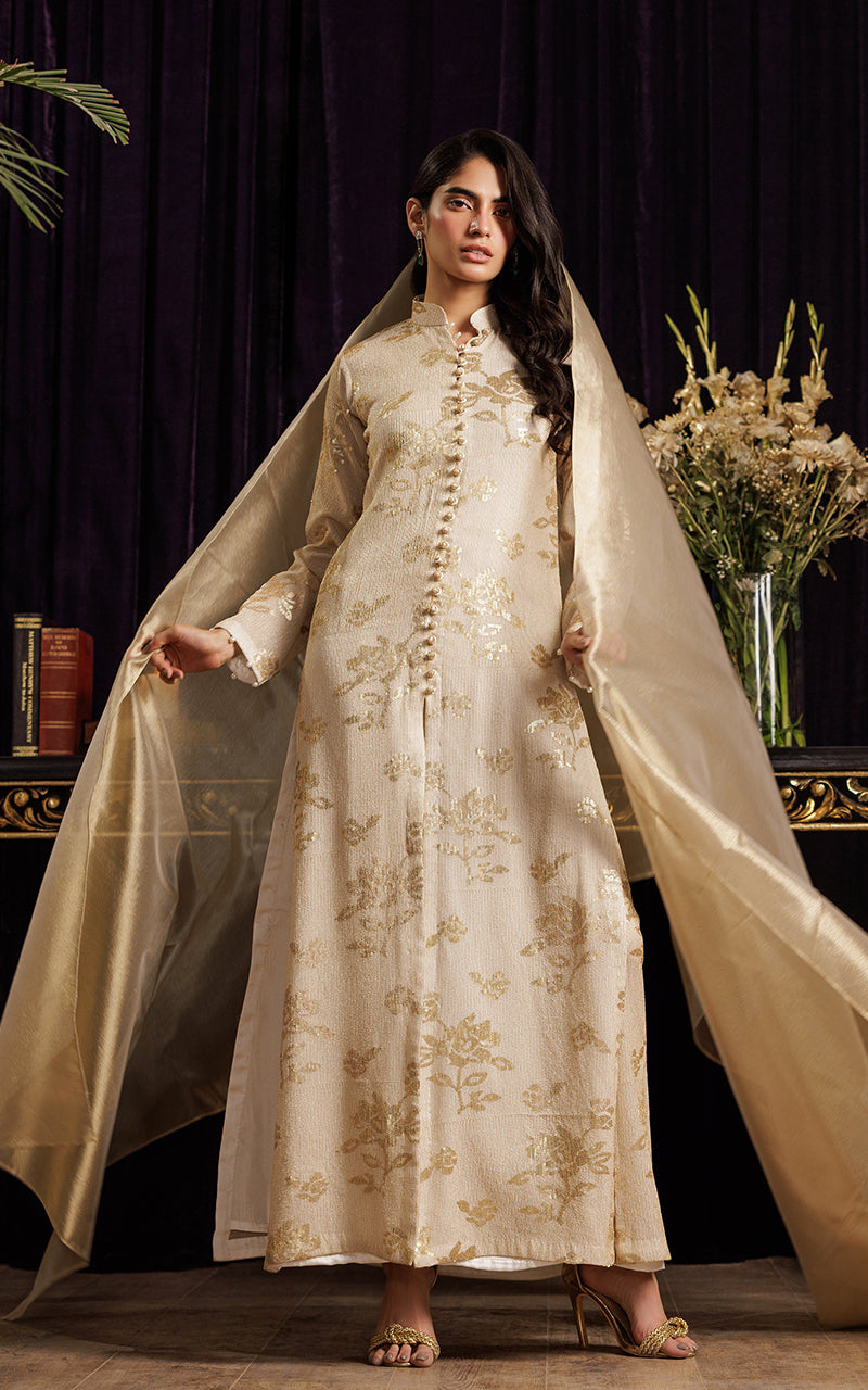 Threads and Motifs | Formal Dresses 25 | Chiffon Embroidered Jacket with Embroidered Trouser - by Libasekhas UK - Registered Vendor of : Threads and Motifs - 100% Original Designer Dress