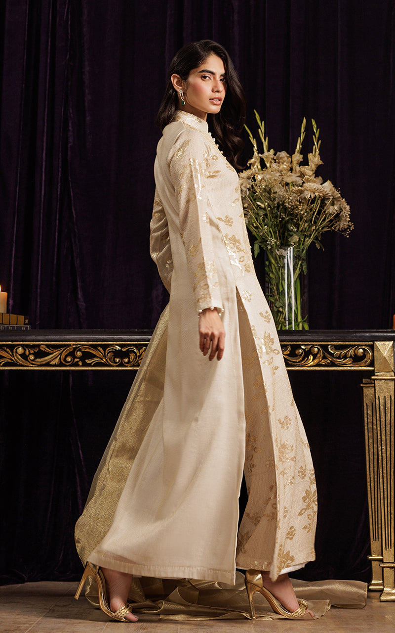 Threads and Motifs | Formal Dresses 25 | Chiffon Embroidered Jacket with Embroidered Trouser - by Libasekhas UK - Registered Vendor of : Threads and Motifs - 100% Original Designer Dress