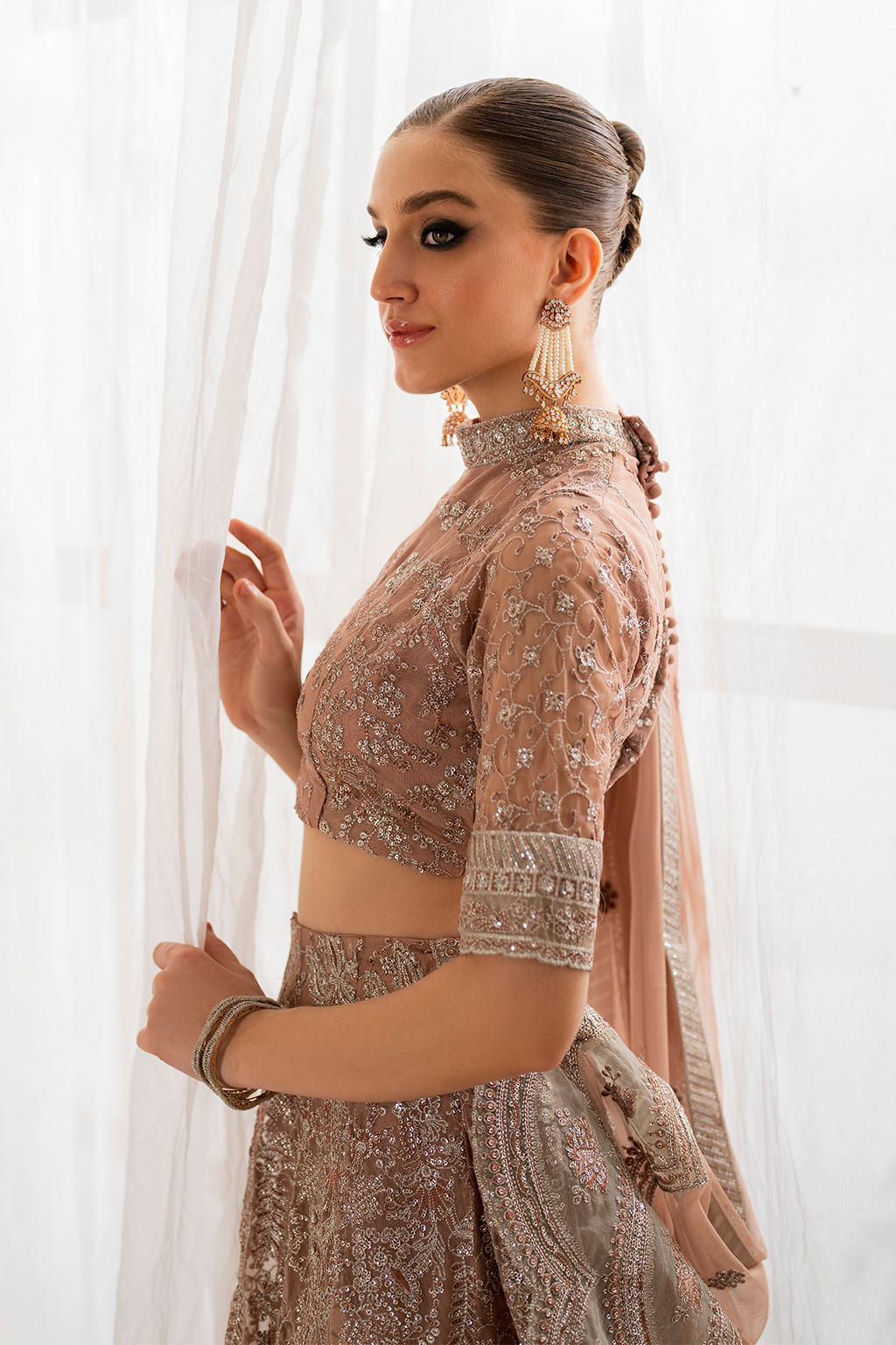 Iznik | Chinnon Chiffon | CC-43 Embroidered Net - by - Libasekhas UK - Registered Vendor of : Iznik - 100% Original Designer Dresss