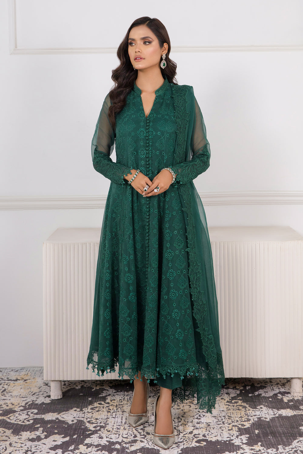 Baroque | Formals Collection | EMBROIDERED SCHIFFLI CHIFFON UF-339 - by Libasekhas UK - Registered Vendor of : Baroque - 100% Original Designer Dress
