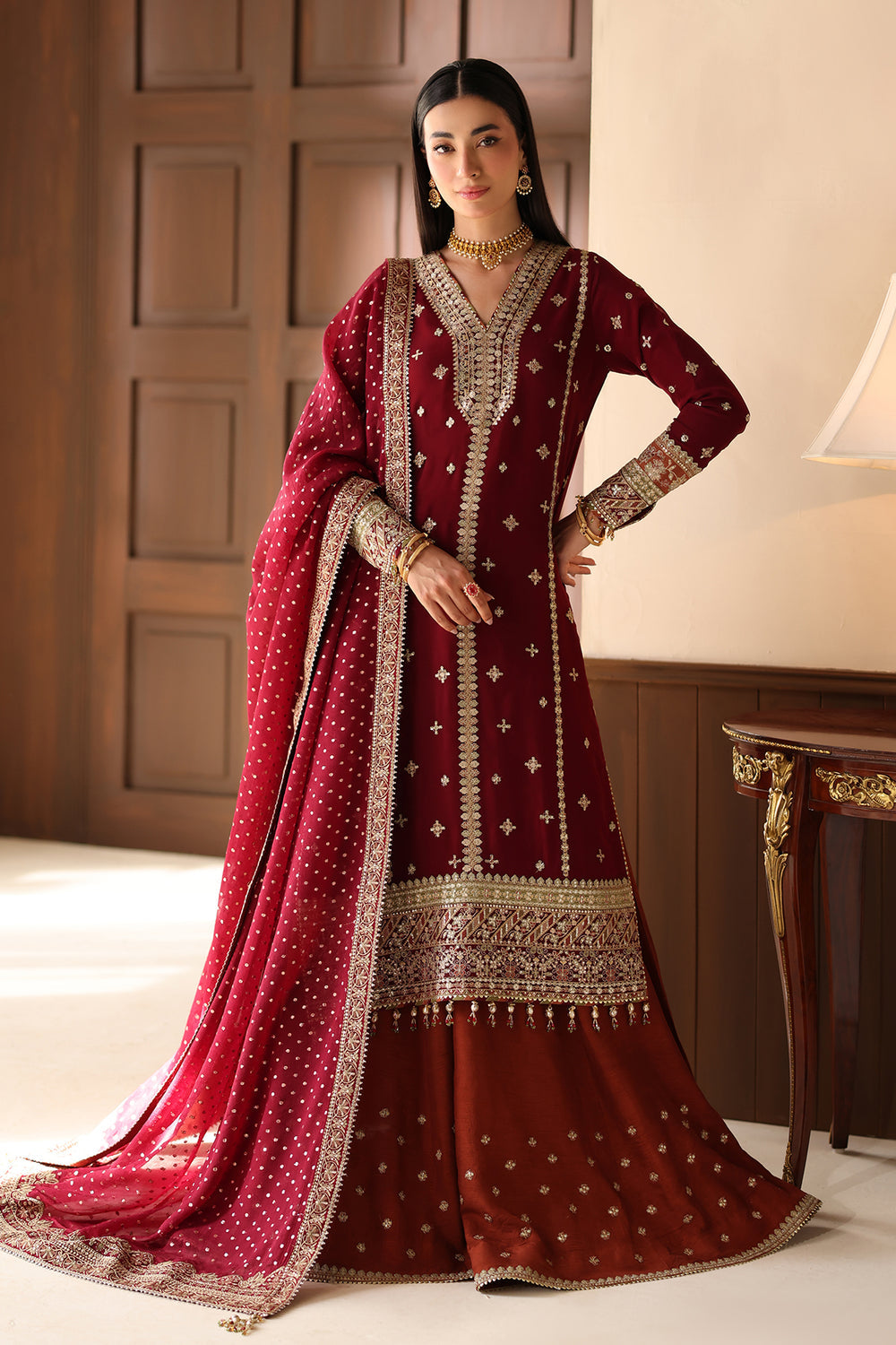 Baroque | Formals Collection | EMBROIDERED CHIFFON UF-4486 - by Libasekhas UK - Registered Vendor of : Baroque - 100% Original Designer Dress