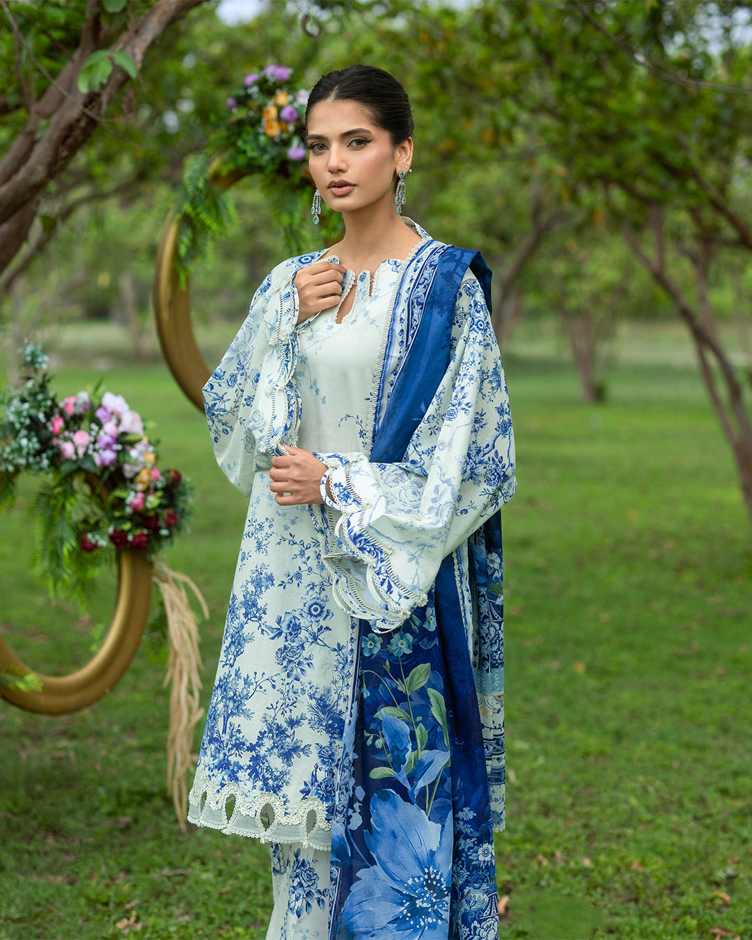 Elaf Premium | Bridgerton Prints 26 | EPB-7B FIORI D'AVORIO - by Libasekhas UK - Registered Vendor of : Elaf Premium - 100% Original Designer Dress