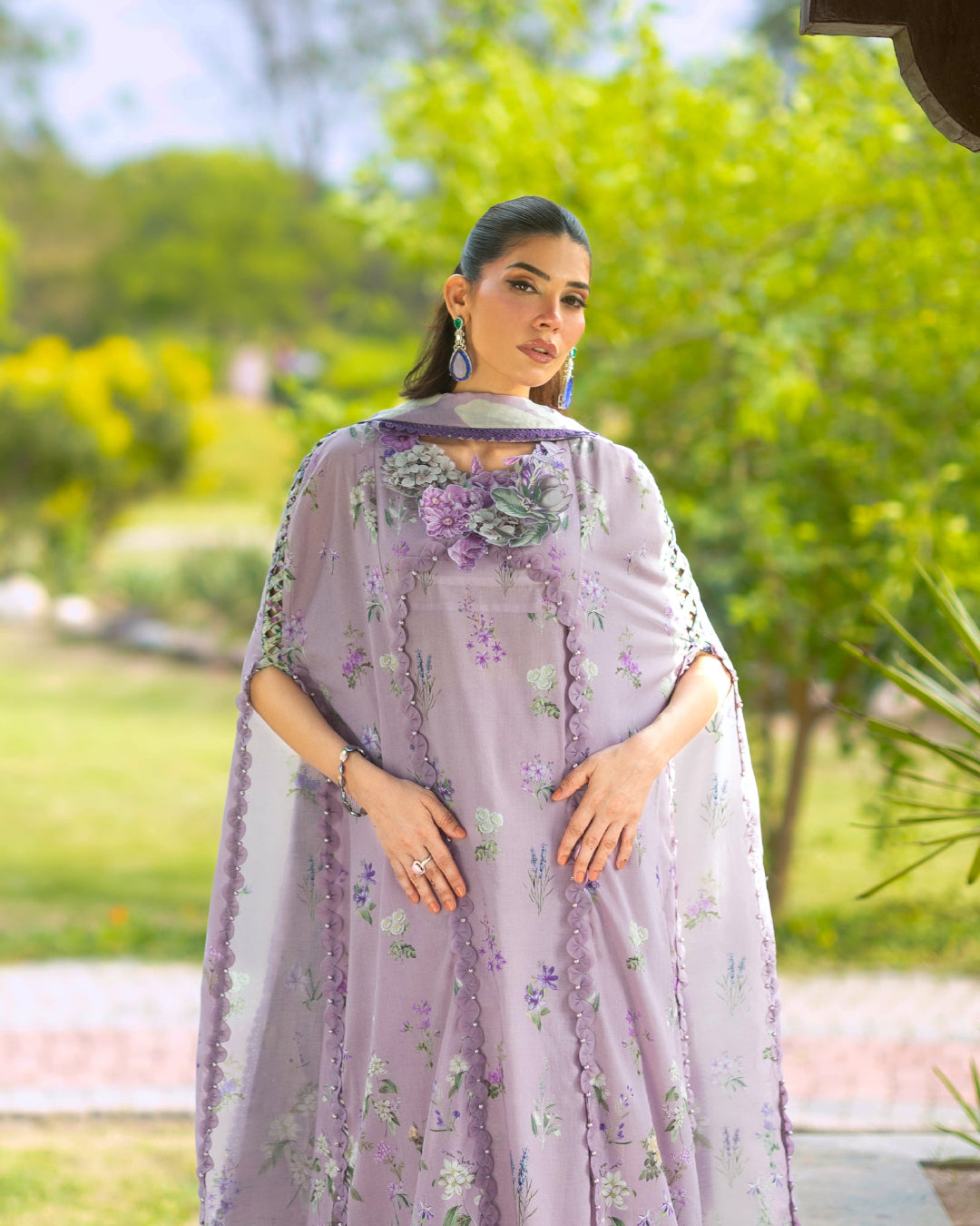 Elaf Premium | Bridgerton Prints 26 | EPB-6A LILAC GARDEN - by Libasekhas UK - Registered Vendor of : Elaf Premium - 100% Original Designer Dress