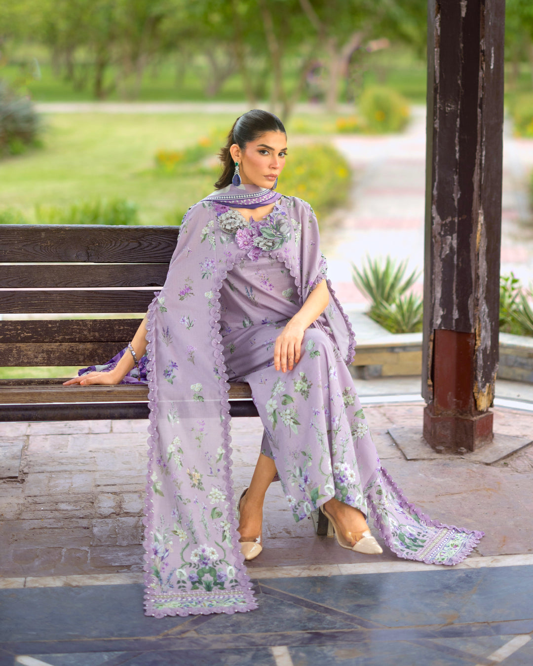 Elaf Premium | Bridgerton Prints 26 | EPB-6A LILAC GARDEN - by Libasekhas UK - Registered Vendor of : Elaf Premium - 100% Original Designer Dress
