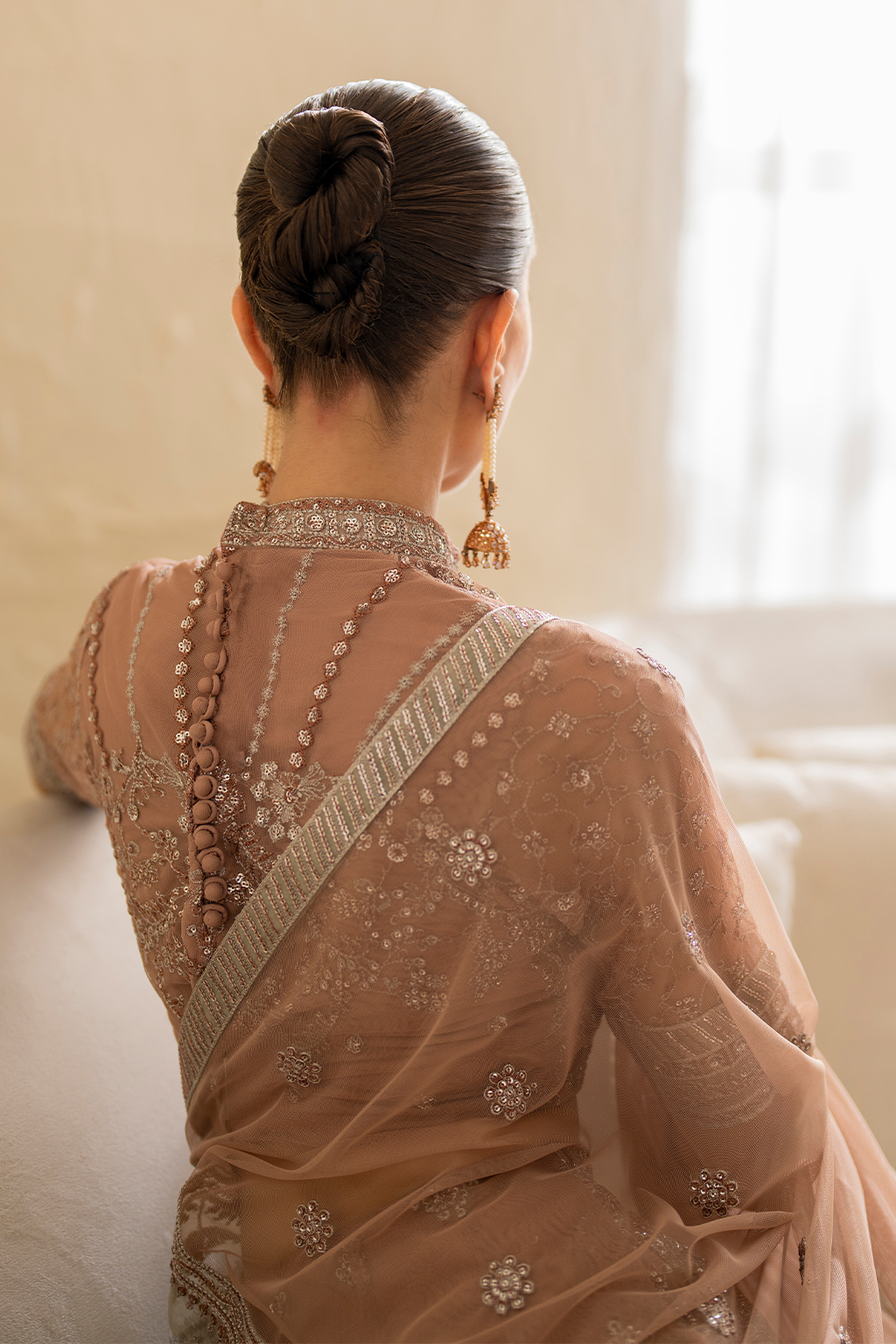 Iznik | Chinnon Chiffon | CC-43 Embroidered Net - by - Libasekhas UK - Registered Vendor of : Iznik - 100% Original Designer Dresss