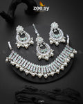 Elisa Silver Necklace - by - Libasekhas UK - Registered Vendor of : Zeesy - 100% Original Designer Dresss