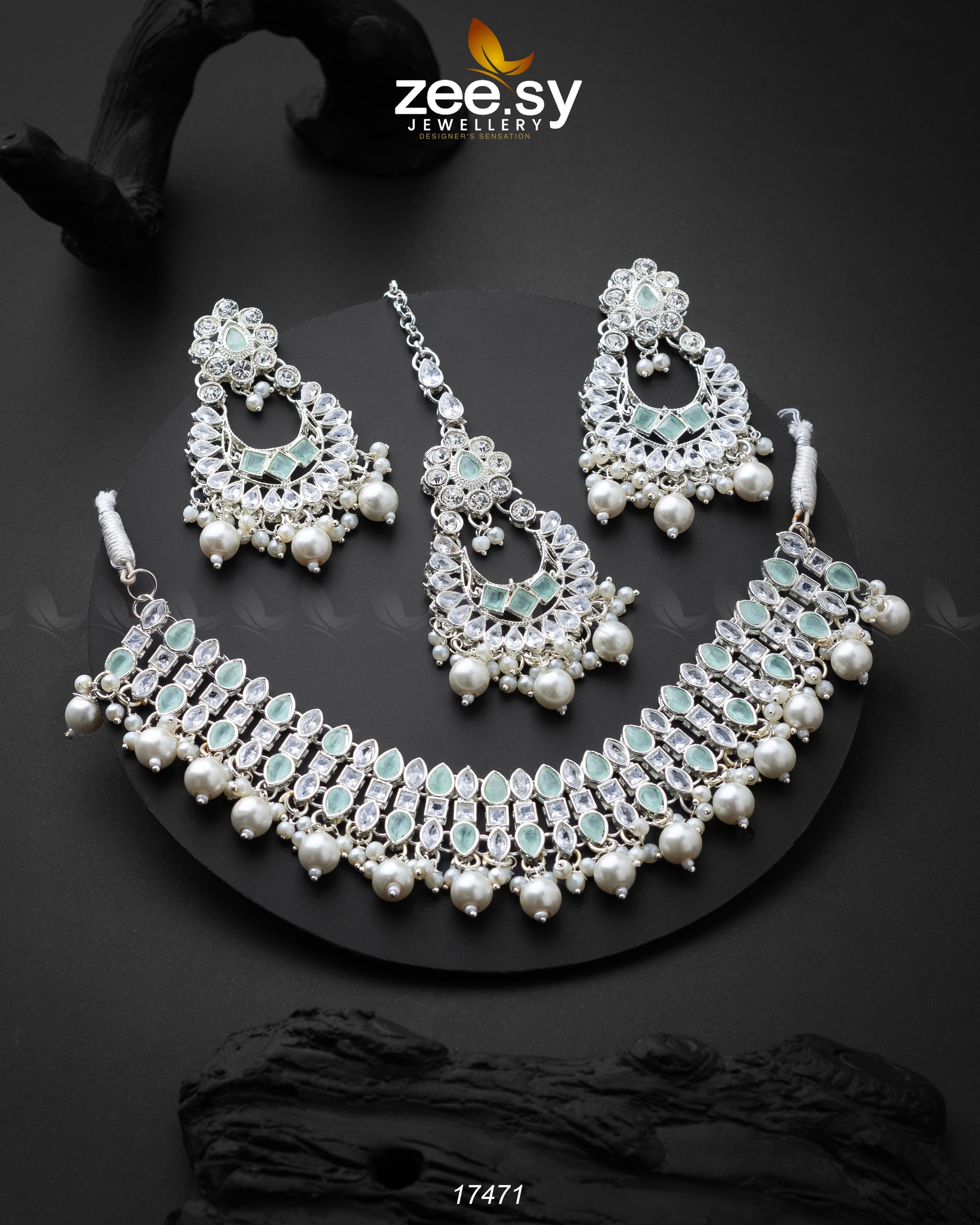 Elisa Silver Necklace - by - Libasekhas UK - Registered Vendor of : Zeesy - 100% Original Designer Dresss