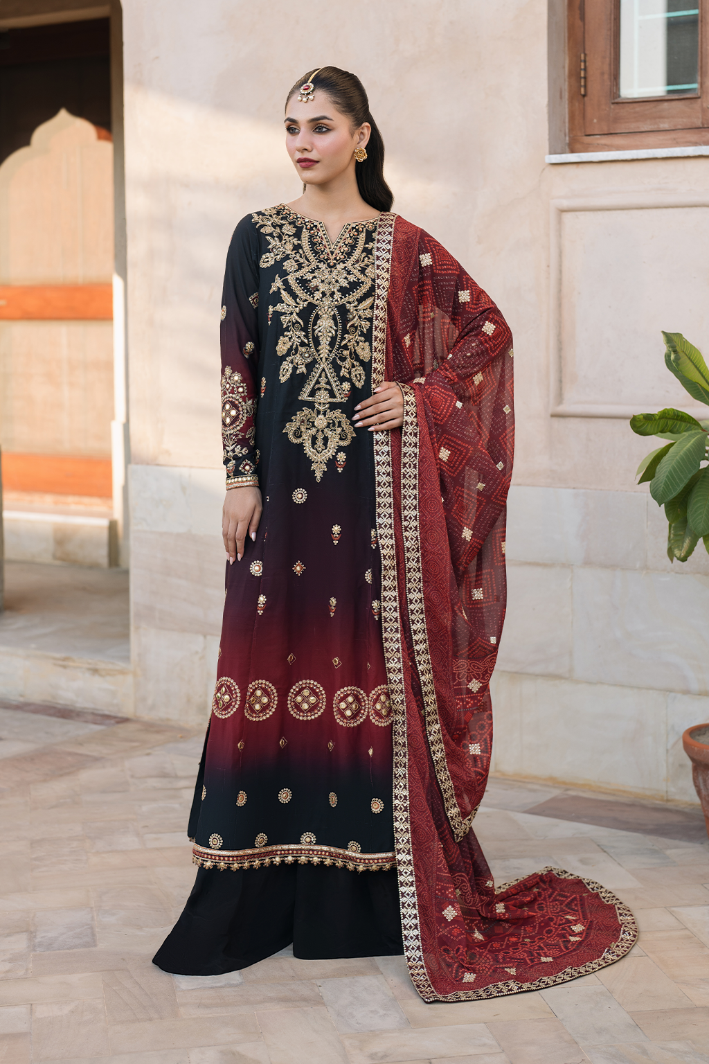 Iznik | Bandhani Formals | UE-330 - by - Libasekhas UK - Registered Vendor of : Iznik - 100% Original Designer Dresss