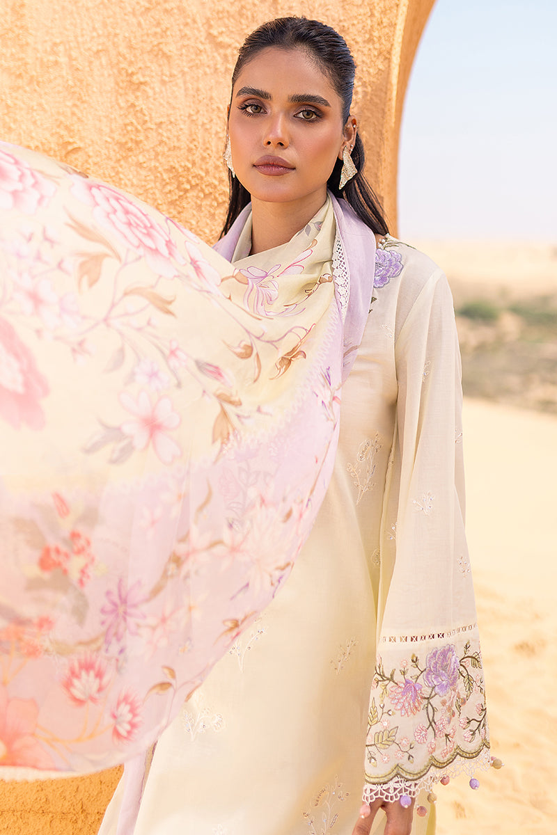 Cross Stitch | Eid Lawn 24 | SUBTLE CANARY - by - Libasekhas UK - Registered Vendor of : Cross Stitch - 100% Original Designer Dresss