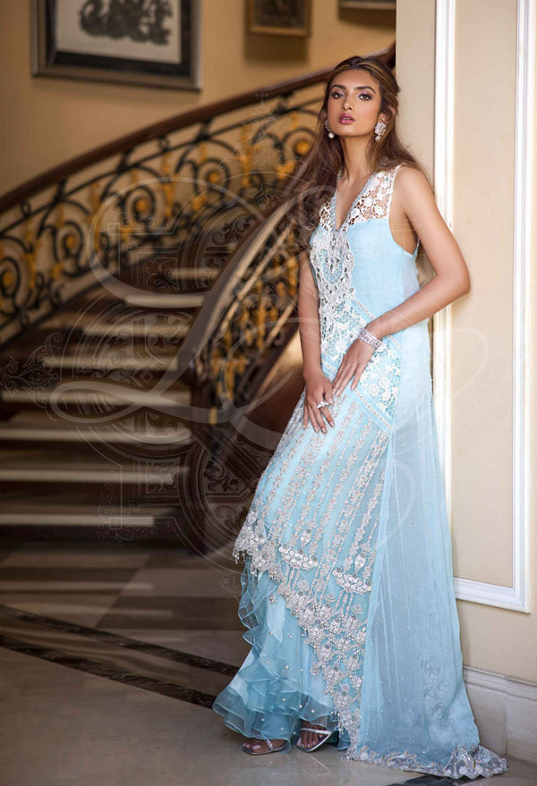 Layla Chatoor | Luxury Pret | Aquamarine Blue - by Libasekhas UK - Registered Vendor of : Layla Chatoor - 100% Original Designer Dress