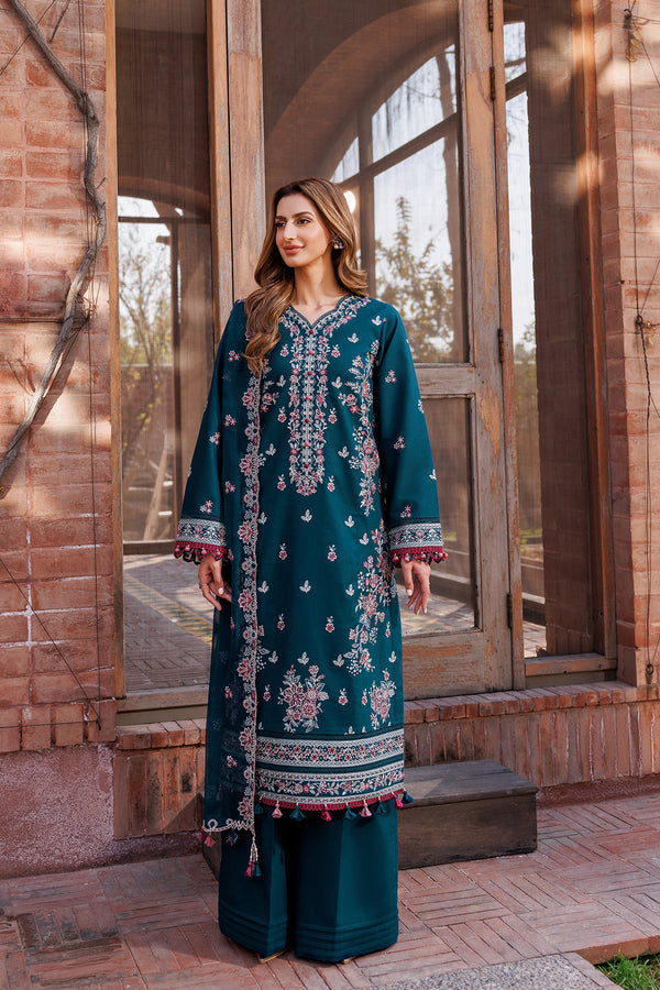 Farasha | Dastoor Embroidered Lawn SS24 | EMERALD CHARM - by - Libasekhas UK - Registered Vendor of : Farasha - 100% Original Designer Dresss
