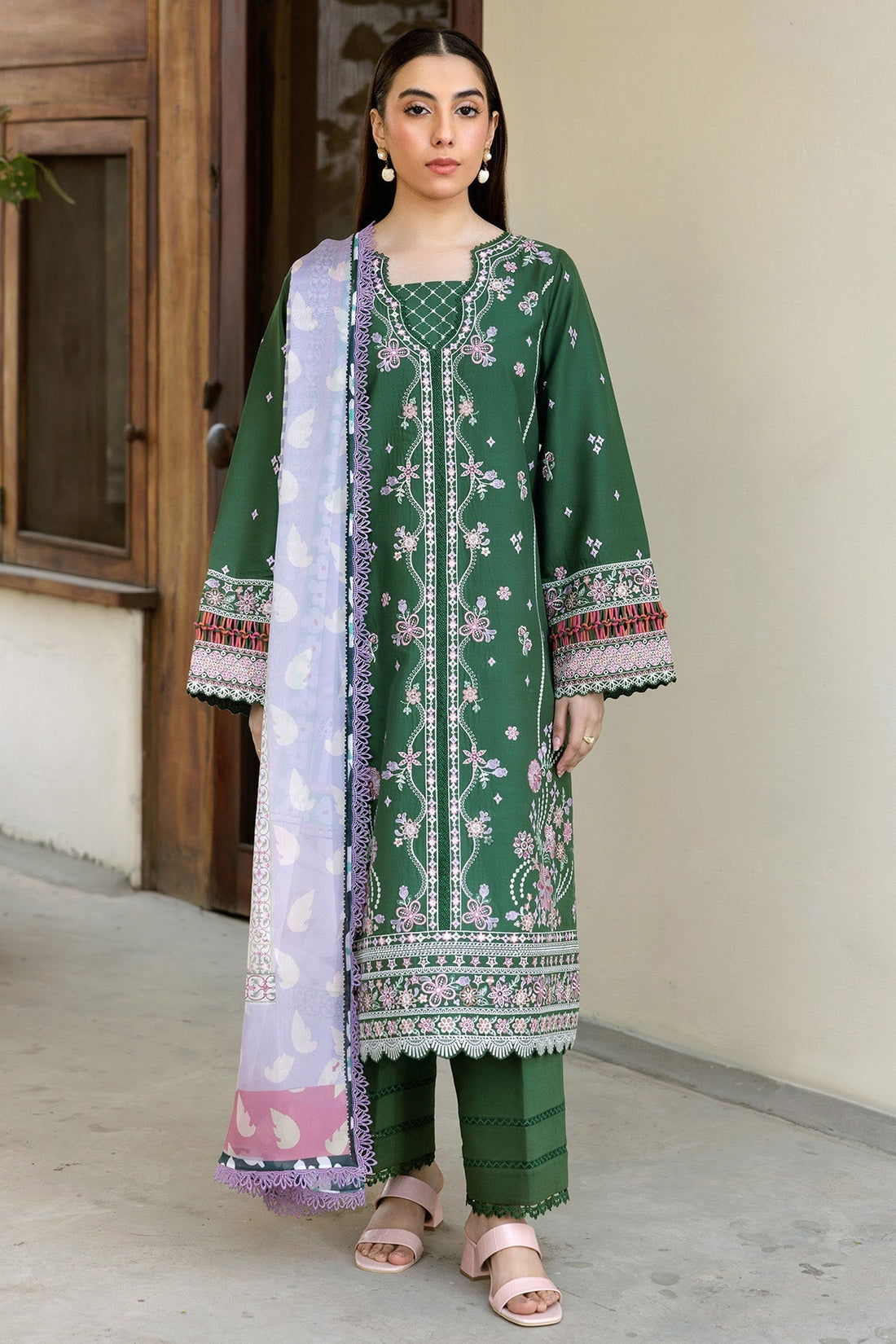 Farasha | Summer Weaves Embroidered Lawn | Emerald Eclips - by - Libasekhas UK - Registered Vendor of : Farasha - 100% Original Designer Dresss