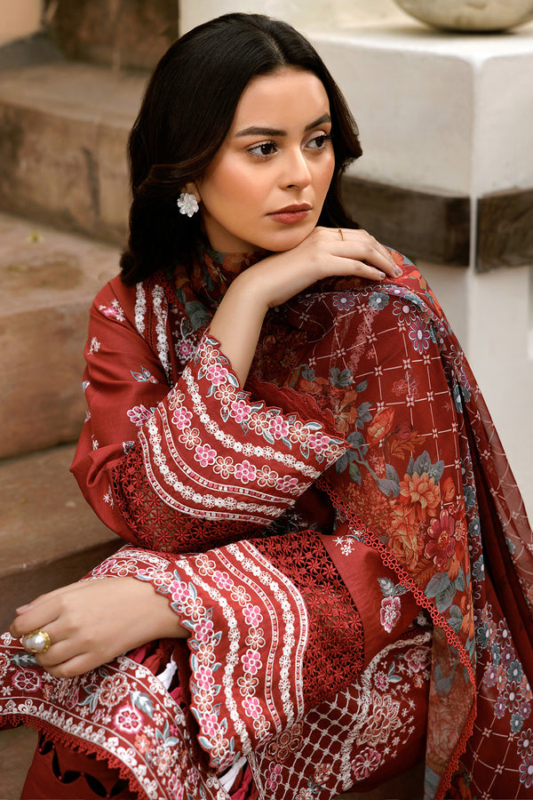 Farasha | Summer Weaves Embroidered Lawn | Russet Flames - by - Libasekhas UK - Registered Vendor of : Farasha - 100% Original Designer Dresss