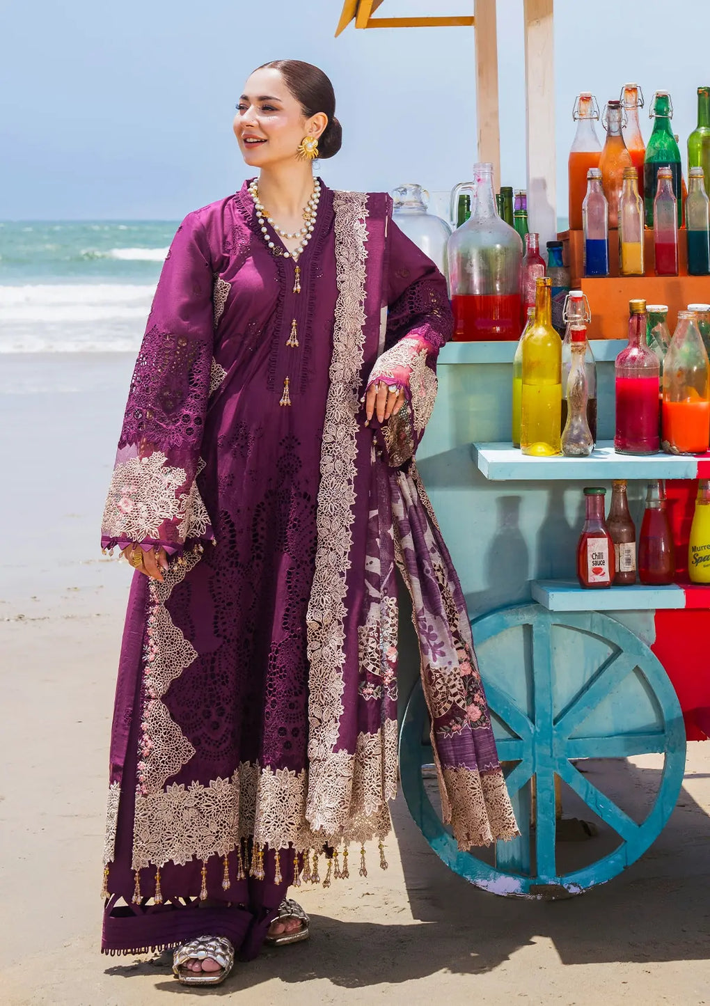 Elaf Premium | Hai Kuch Festive Lawn 24 | EHK-06 Hania - by - Libasekhas UK - Registered Vendor of : Elaf Premium - 100% Original Designer Dresss