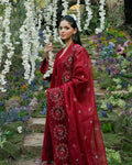 Zevk | Flora Festive Lawn | RED ROSE - by - Libasekhas UK - Registered Vendor of : Zevk - 100% Original Designer Dresss
