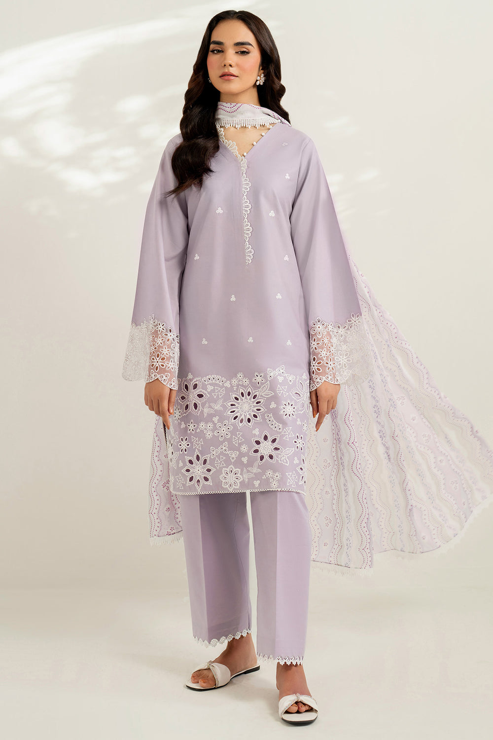Farasha | Thread Lines Embroidered | Pastel Haze - by Libasekhas UK - Registered Vendor of : Farasha - 100% Original Designer Dress