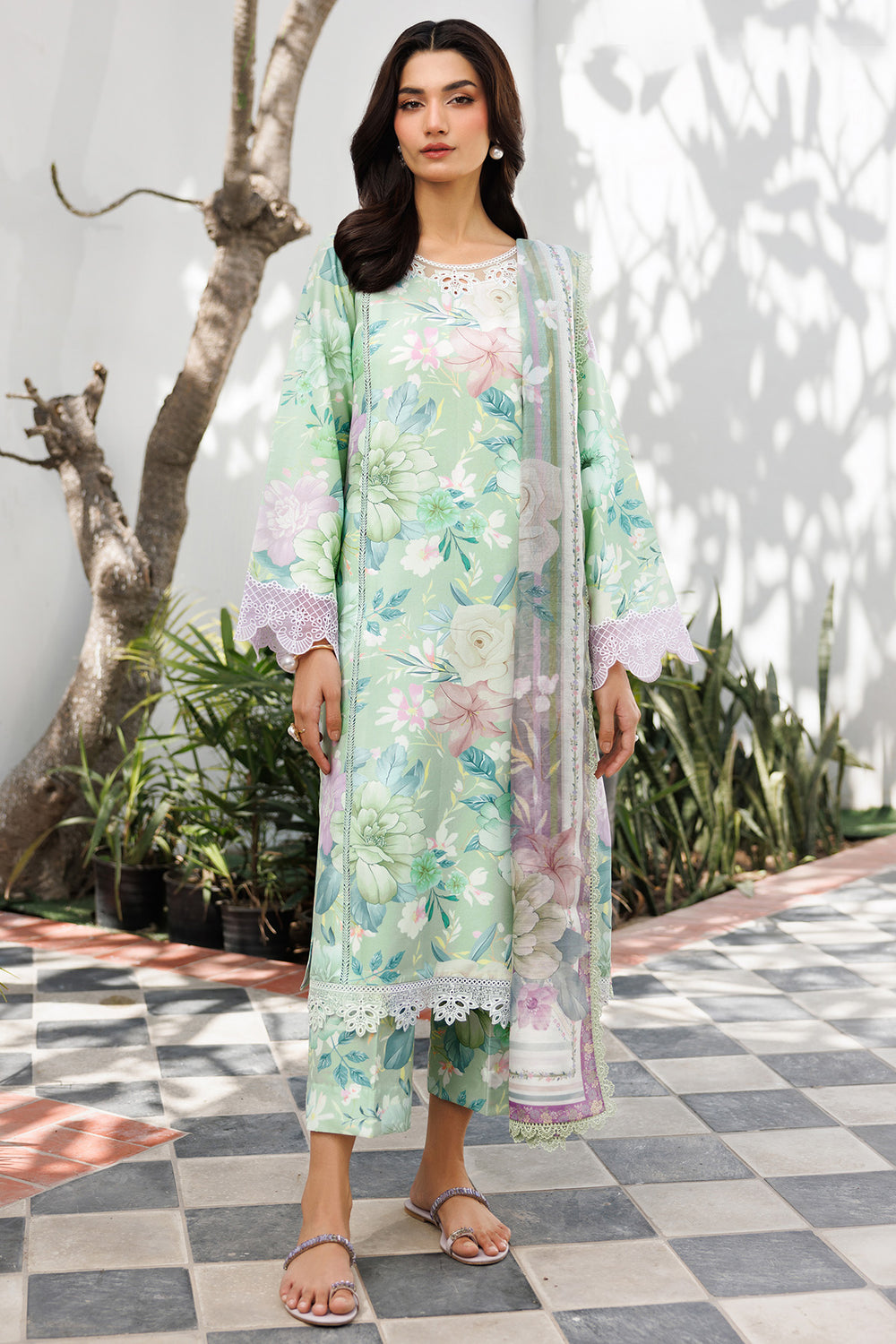 Farasha | Printed Essentials | Silken Sage - by Libasekhas UK - Registered Vendor of : Farasha - 100% Original Designer Dress