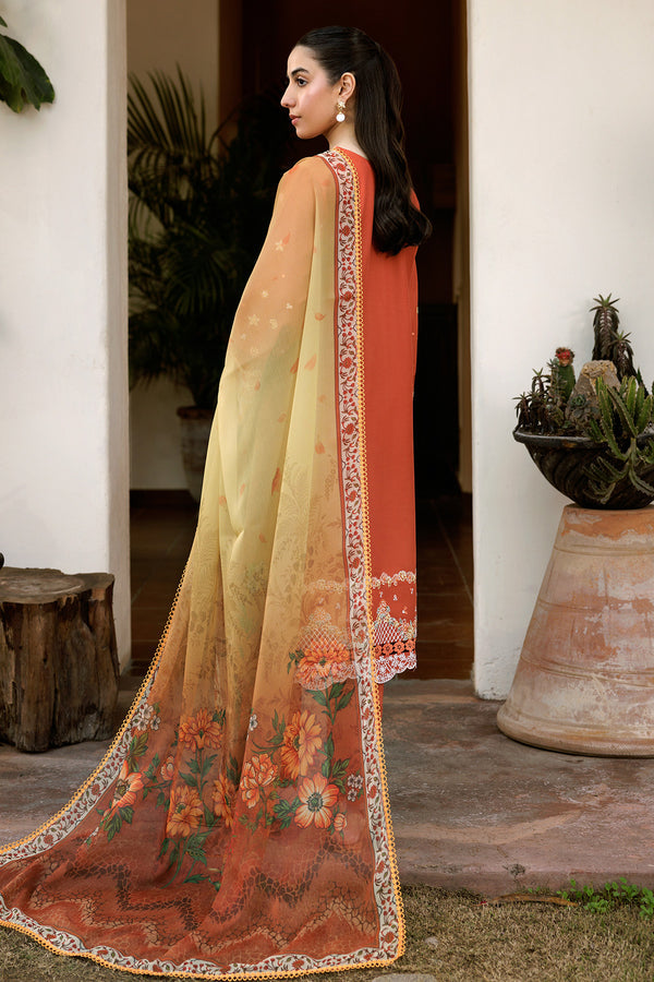 Farasha | Summer Weaves Embroidered Lawn | Orange Petal - by - Libasekhas UK - Registered Vendor of : Farasha - 100% Original Designer Dresss