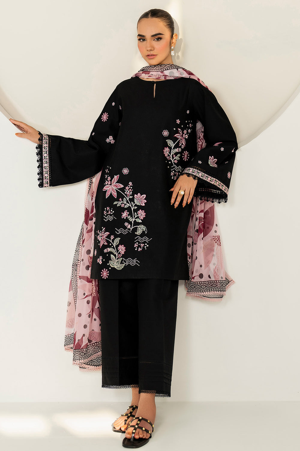 Farasha | Thread Lines Embroidered | Floral Meadow - by Libasekhas UK - Registered Vendor of : Farasha - 100% Original Designer Dress