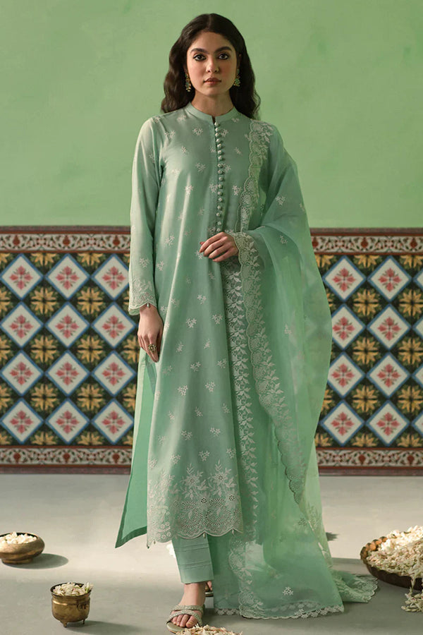 Cross Stitch | Chikankari Lawn | FLORAL WAVE - by - Libasekhas UK - Registered Vendor of : Cross Stitch - 100% Original Designer Dresss