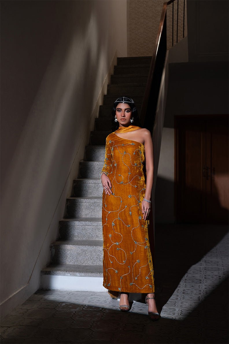Caia | Luxury Velvet Edit 25 | Amber - by - Libasekhas UK - Registered Vendor of : Caia - 100% Original Designer Dresss