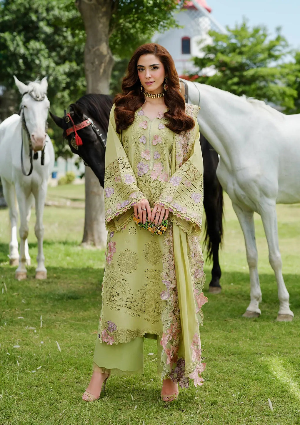 Elaf Premium | Luxury Lawn 25 | ELH-1A PISTACIA - by - Libasekhas UK - Registered Vendor of : Elaf Premium - 100% Original Designer Dresss