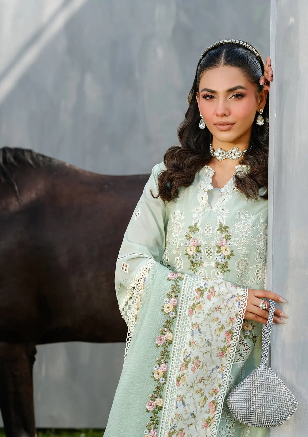 Elaf Premium | Luxury Lawn 25 | ELH-4B FROSTEL - by - Libasekhas UK - Registered Vendor of : Elaf Premium - 100% Original Designer Dresss