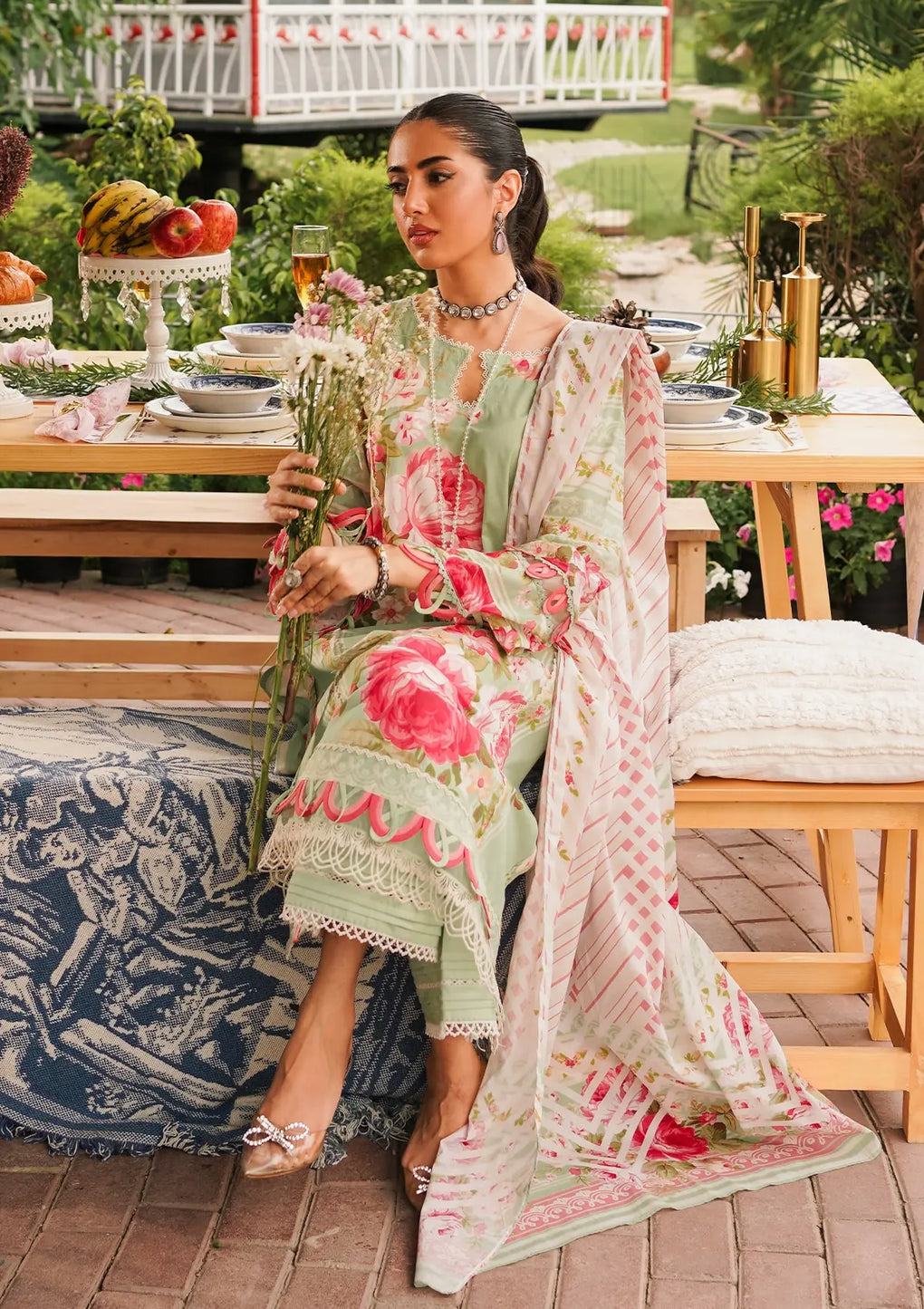 Elaf Premium | Printed Collection 24 | EEP-05A - Mint To Be - by - Libasekhas UK - Registered Vendor of : Elaf Premium - 100% Original Designer Dresss