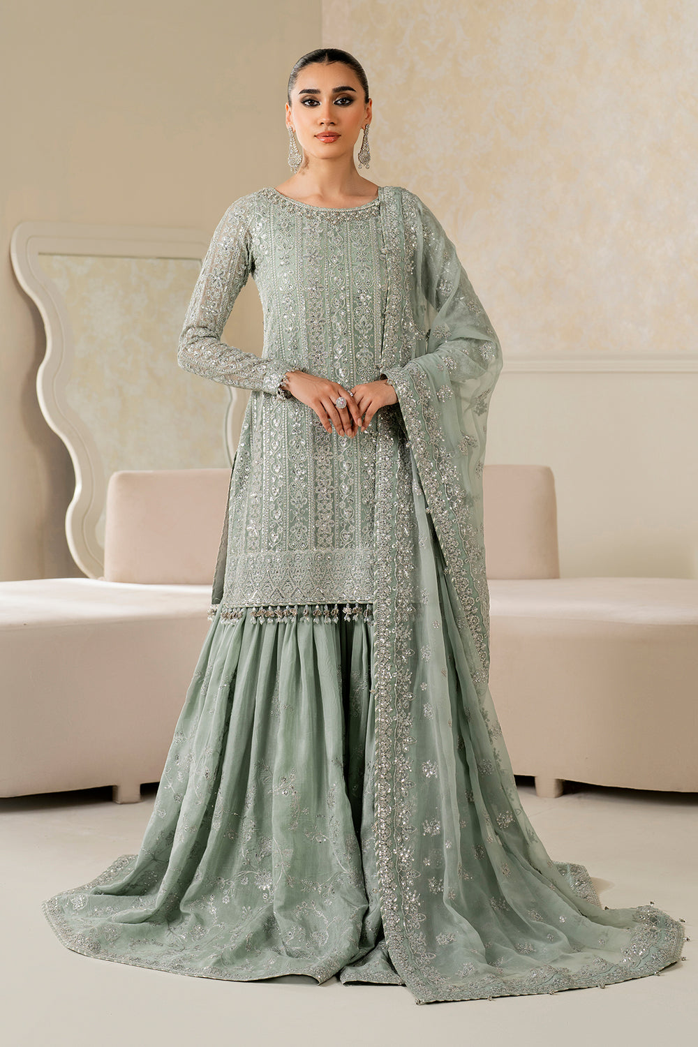 Baroque | Formals Collection | EMBROIDERED CHIFFON UF-4160 - by Libasekhas UK - Registered Vendor of : Baroque - 100% Original Designer Dress