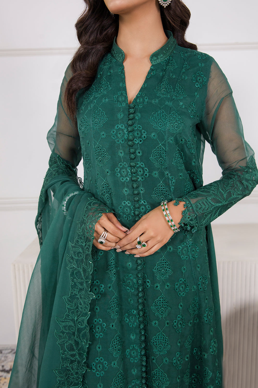 Baroque | Formals Collection | EMBROIDERED SCHIFFLI CHIFFON UF-339 - by Libasekhas UK - Registered Vendor of : Baroque - 100% Original Designer Dress