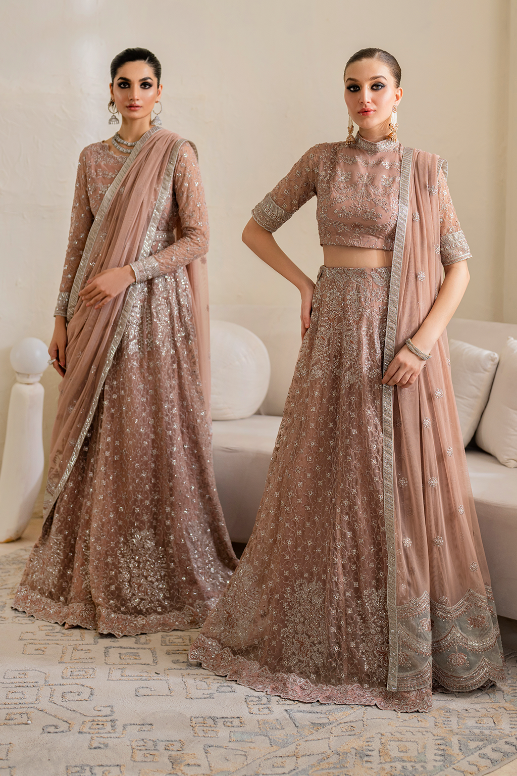 Iznik | Chinnon Chiffon | CC-43 Embroidered Net - by - Libasekhas UK - Registered Vendor of : Iznik - 100% Original Designer Dresss