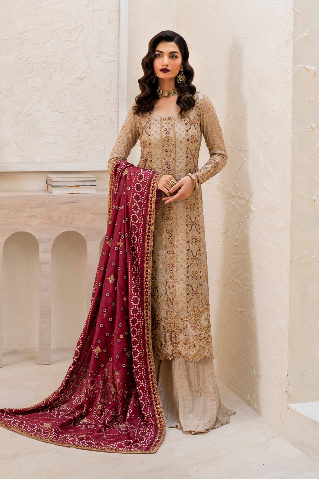 Iznik | Chinnon Chiffon | CC-44 Embroidered Chiffon - by - Libasekhas UK - Registered Vendor of : Iznik - 100% Original Designer Dresss