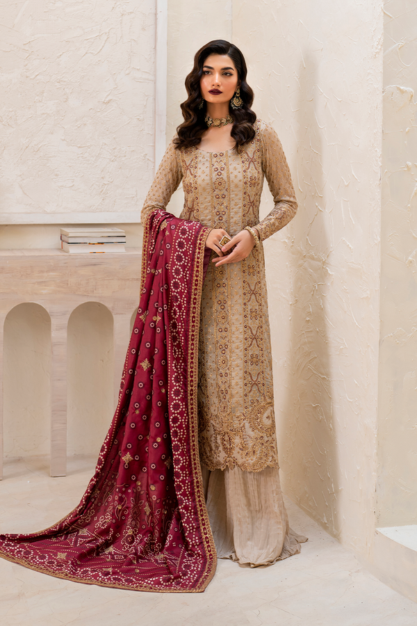 Iznik | Chinnon Chiffon | CC-44 Embroidered Chiffon - by - Libasekhas UK - Registered Vendor of : Iznik - 100% Original Designer Dresss