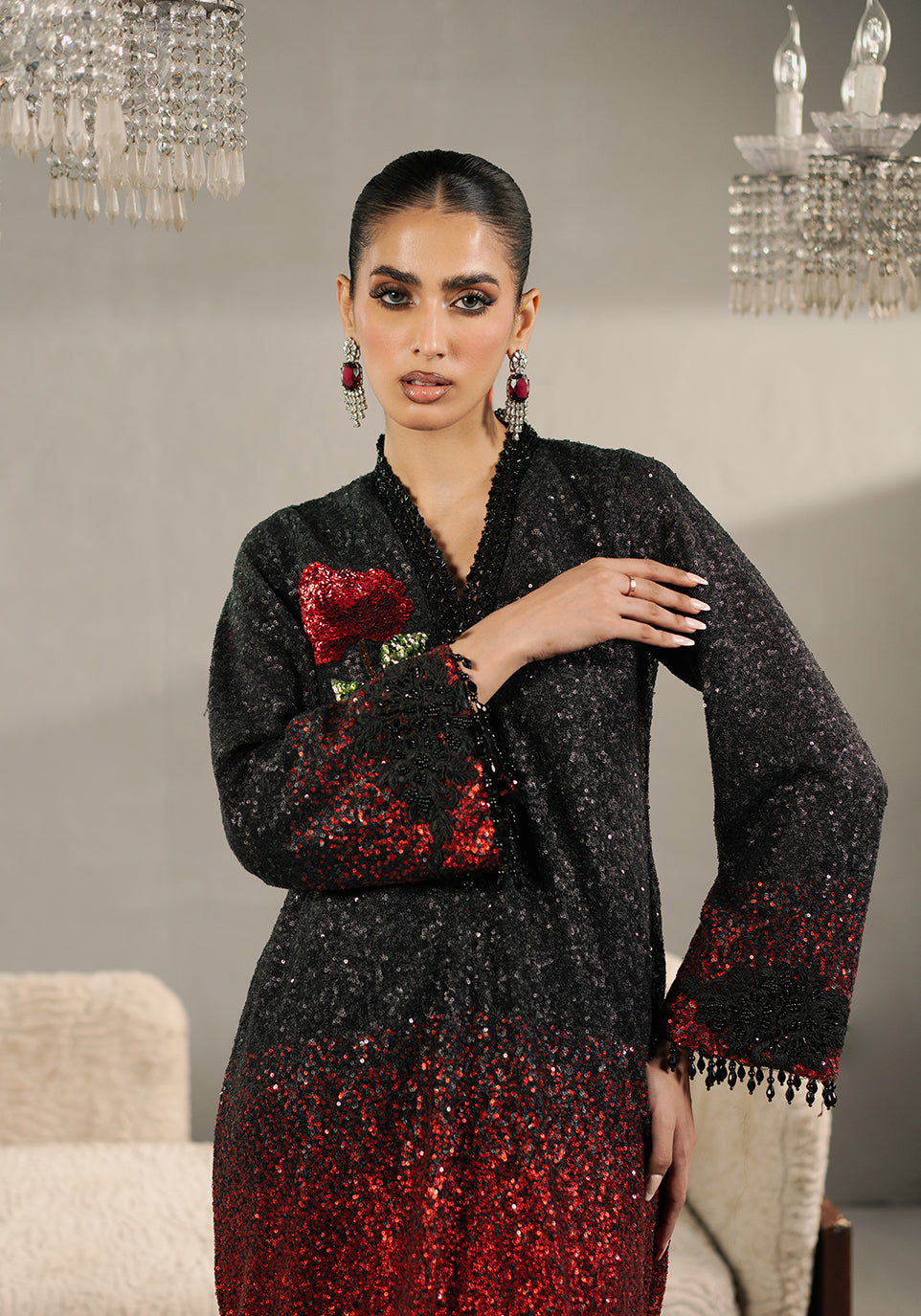 Zarqash | Silk Edit | ZQS 019 AMBER - by - Libasekhas UK - Registered Vendor of : Zarqash - 100% Original Designer Dresss