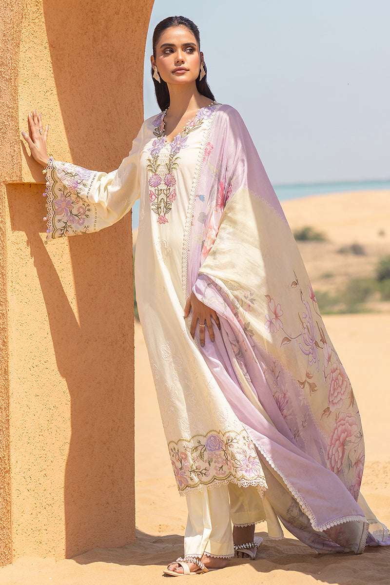 Cross Stitch | Eid Lawn 24 | SUBTLE CANARY - by - Libasekhas UK - Registered Vendor of : Cross Stitch - 100% Original Designer Dresss
