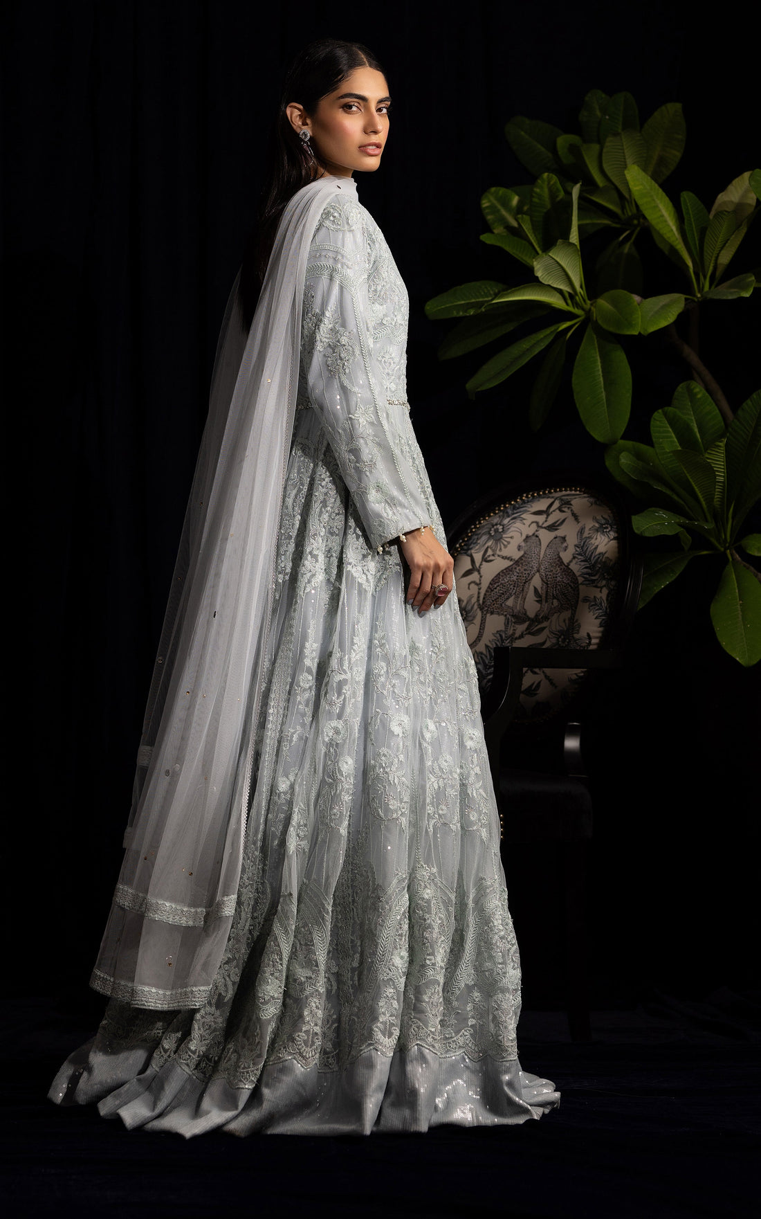 Threads and Motifs | Formal Dresses 25 | Net Embroidered Maxi - by Libasekhas UK - Registered Vendor of : Threads and Motifs - 100% Original Designer Dress