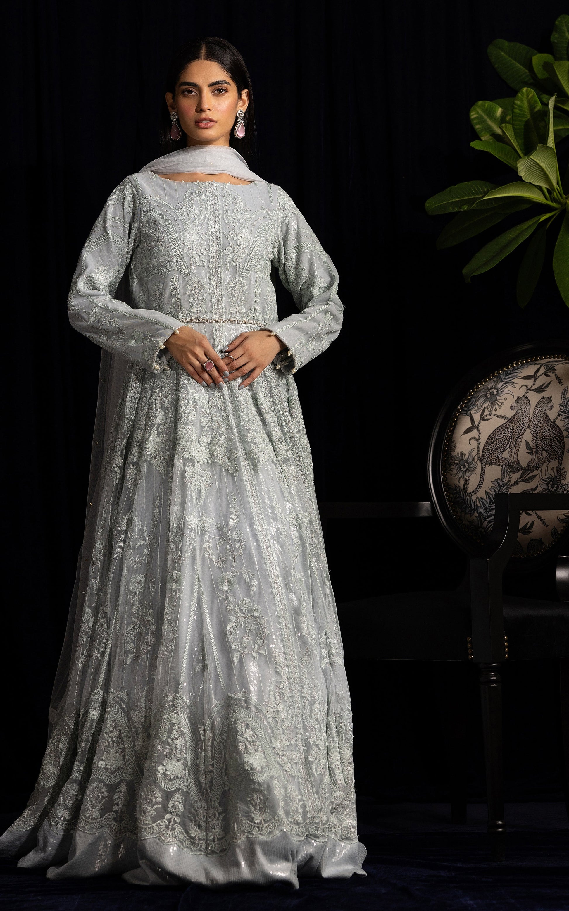 Threads and Motifs | Formal Dresses 25 | Net Embroidered Maxi - by Libasekhas UK - Registered Vendor of : Threads and Motifs - 100% Original Designer Dress