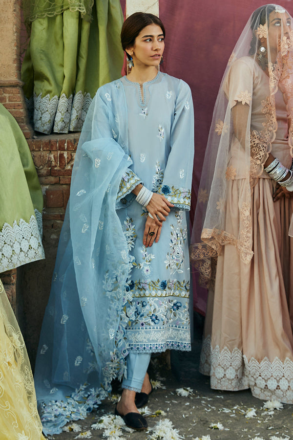 Cross Stitch | Premium Lawn 24 | CERULEAN ORNATE - by - Libasekhas UK - Registered Vendor of : Cross Stitch - 100% Original Designer Dresss