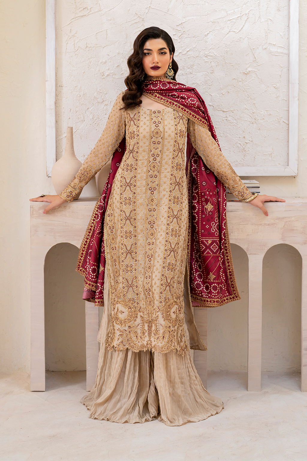 Iznik | Chinnon Chiffon | CC-44 Embroidered Chiffon - by - Libasekhas UK - Registered Vendor of : Iznik - 100% Original Designer Dresss
