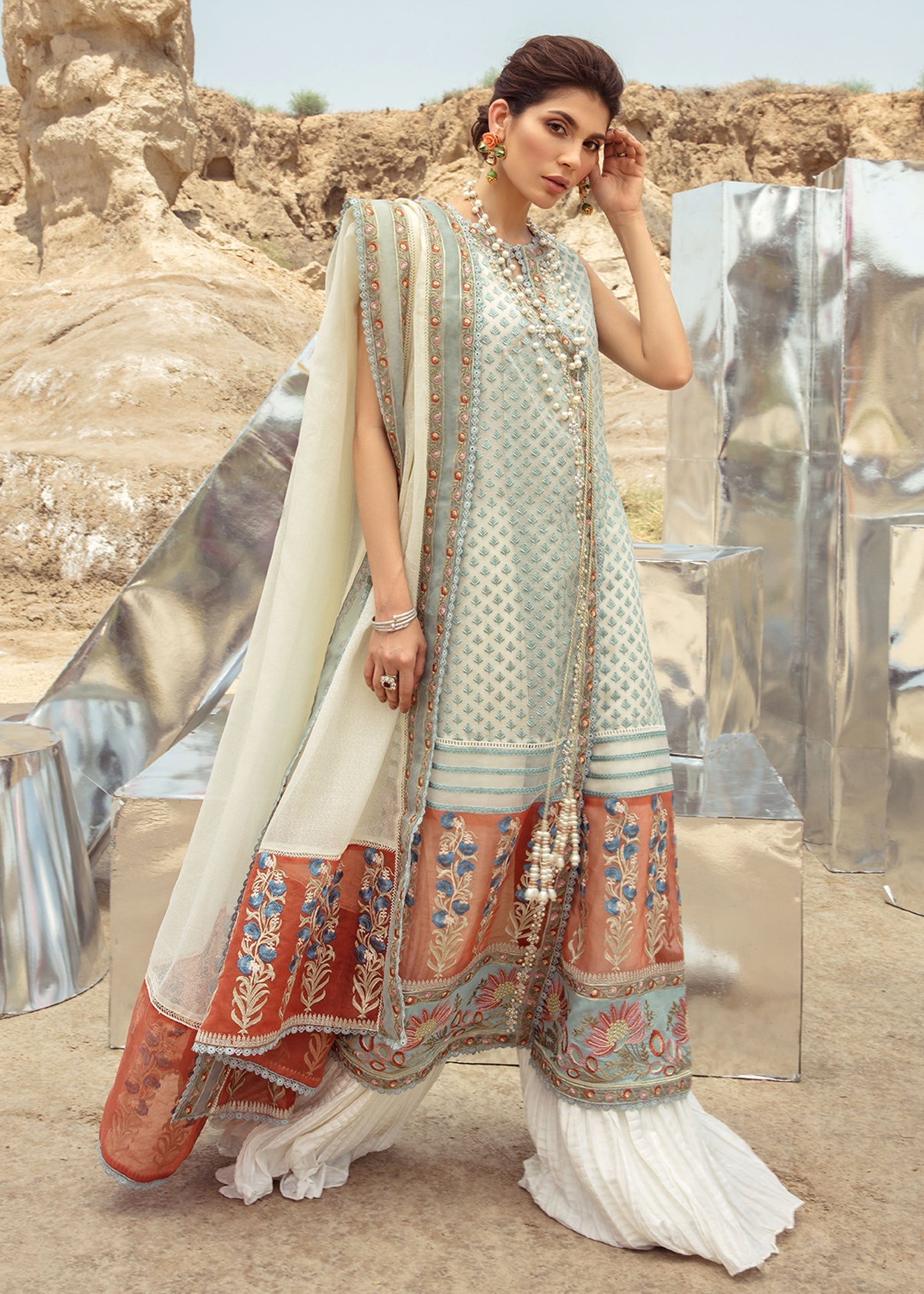 Saira Shakira | Luxury Pret | Rust Angrakha - by Libasekhas UK - Registered Vendor of : Saira Shakira - 100% Original Designer Dress