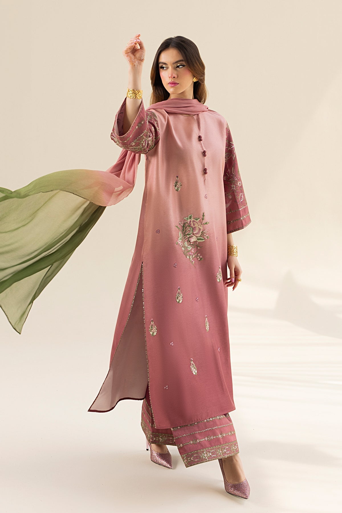 Erum Khan | Lillia Summer Edit | Vintage Rose - by - Libasekhas UK - Registered Vendor of : Erum Khan - 100% Original Designer Dresss