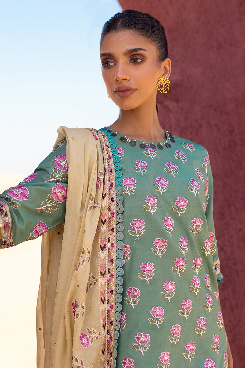 Cross Stitch | Eid Lawn 24 | CHARTREUSE GOLD - by - Libasekhas UK - Registered Vendor of : Cross Stitch - 100% Original Designer Dresss