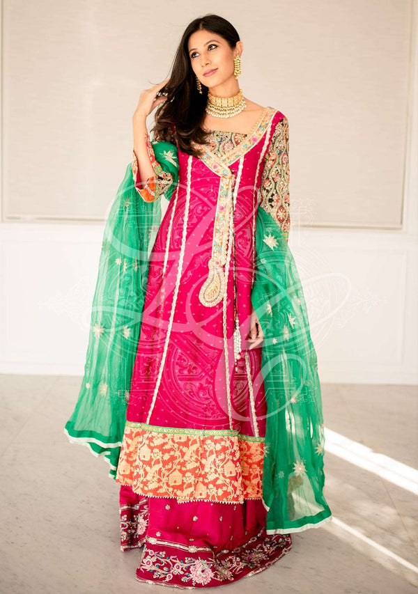 Layla Chatoor | Luxury Pret | Fuchsia Angrakha - by Libasekhas UK - Registered Vendor of : Layla Chatoor - 100% Original Designer Dress