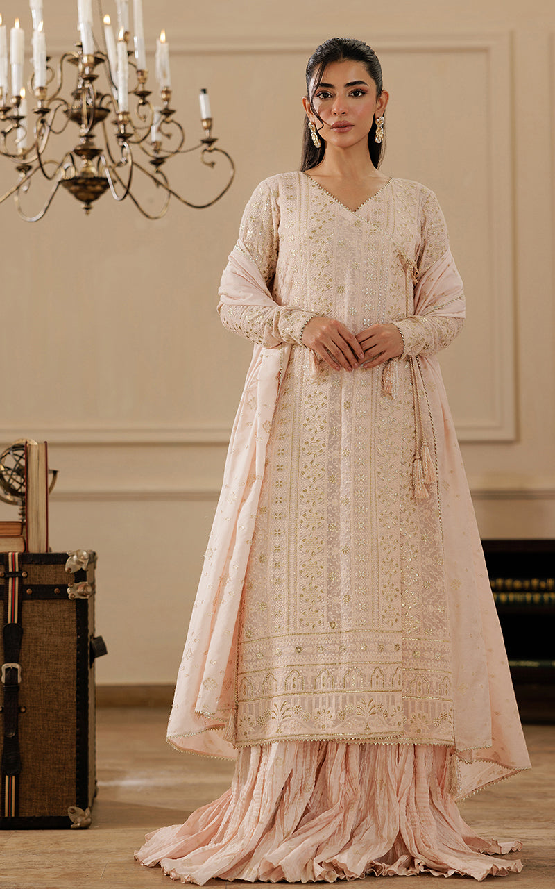 Threads and Motifs | Formal Dresses 25 | Embroidered Angrakha With Gharara And Dupatta - by Libasekhas UK - Registered Vendor of : Threads and Motifs - 100% Original Designer Dress